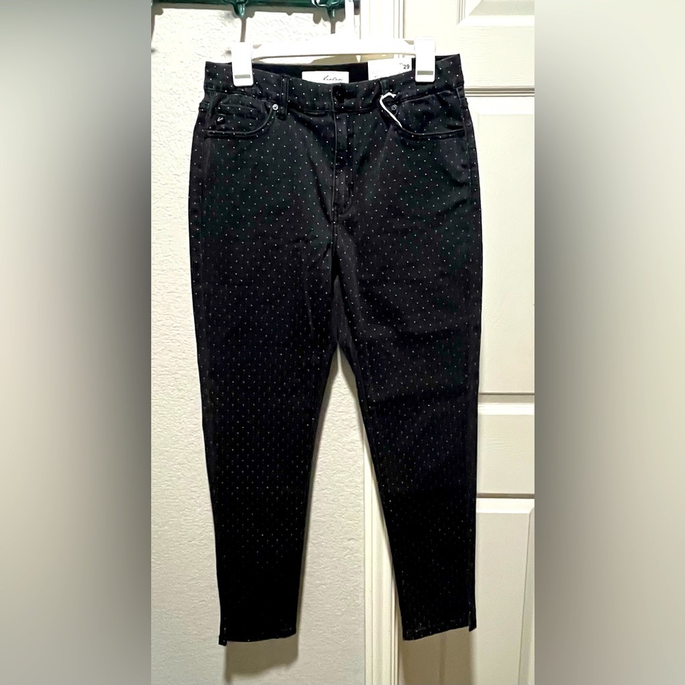 Black with White Polka Dots KanCan High Rise Ankle Skinny Jeans